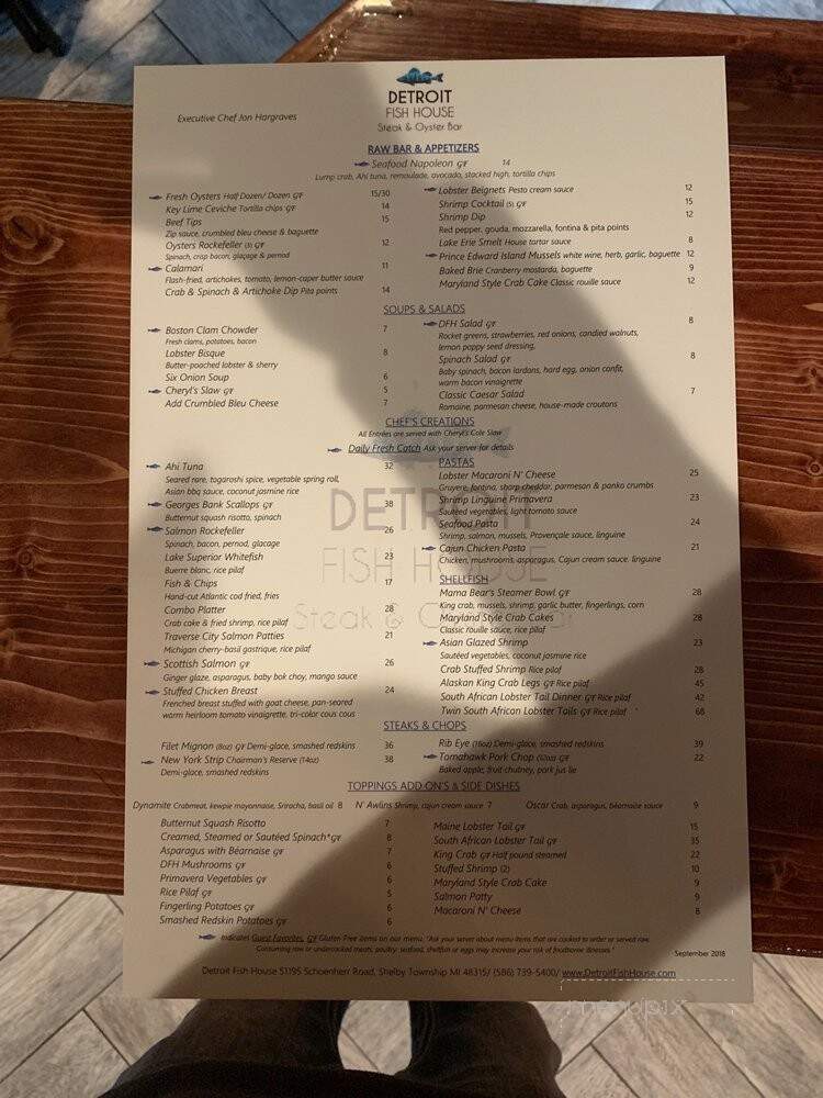 Detroit Fish House - Shelby charter Township, MI menu_pic