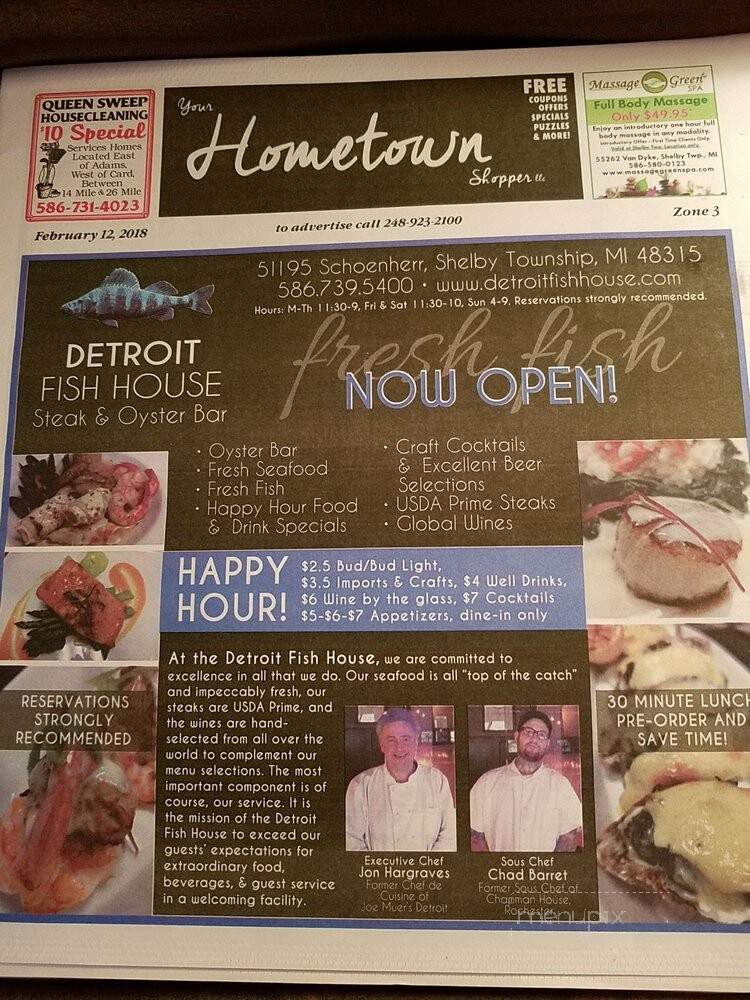 Detroit Fish House - Shelby charter Township, MI menu_pic