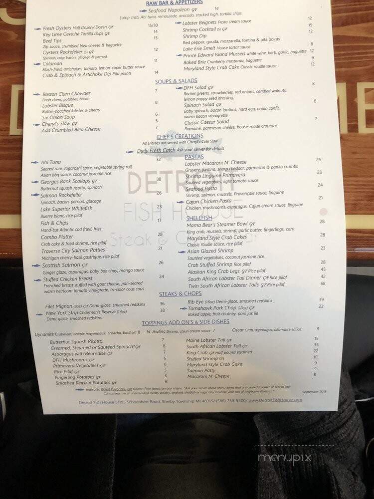 Detroit Fish House - Shelby charter Township, MI menu_pic
