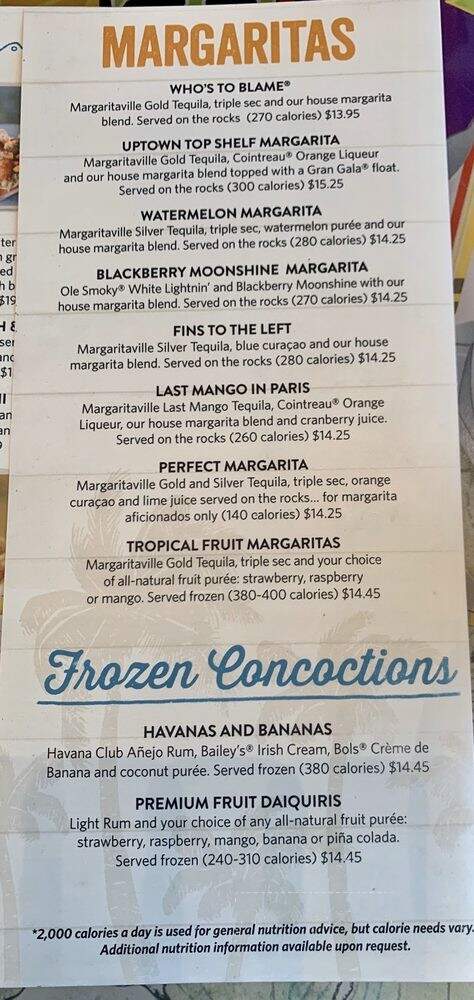 Air Margaritaville - Fort Lauderdale, FL menu_pic