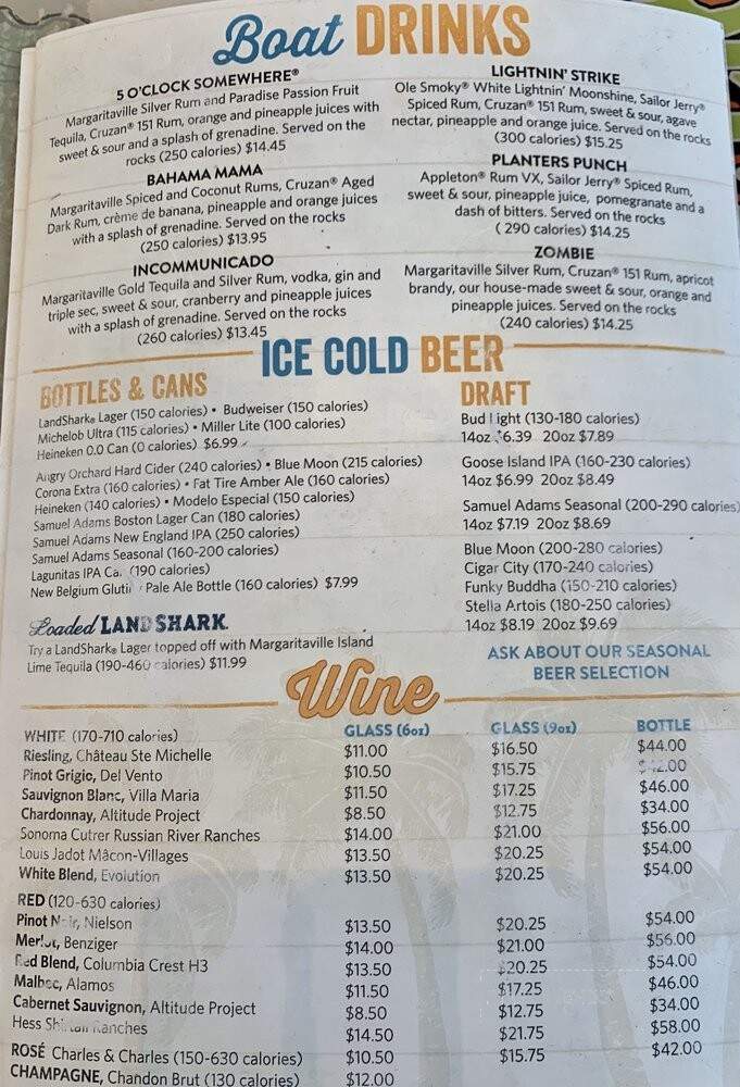 Air Margaritaville - Fort Lauderdale, FL menu_pic