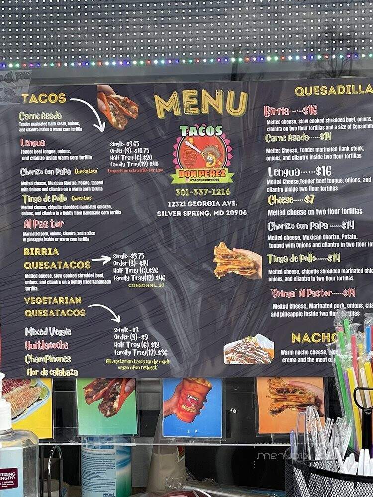 Tacos Don Perez - Silver Spring, MD menu_pic