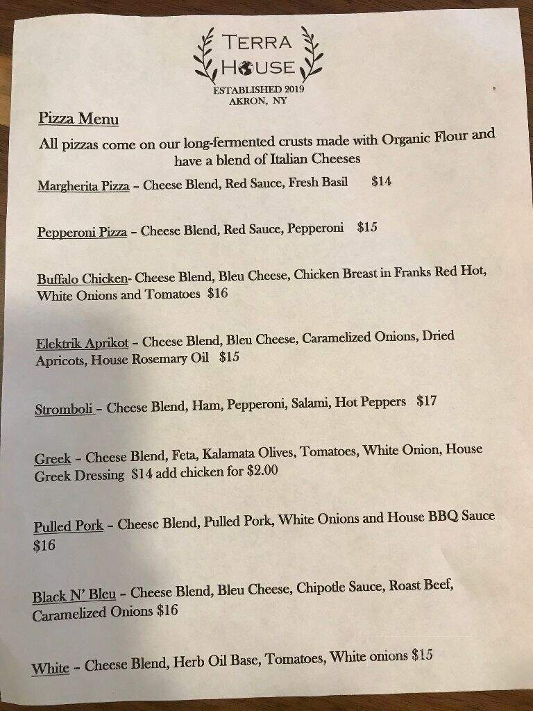Terra House - Akron, NY menu_pic