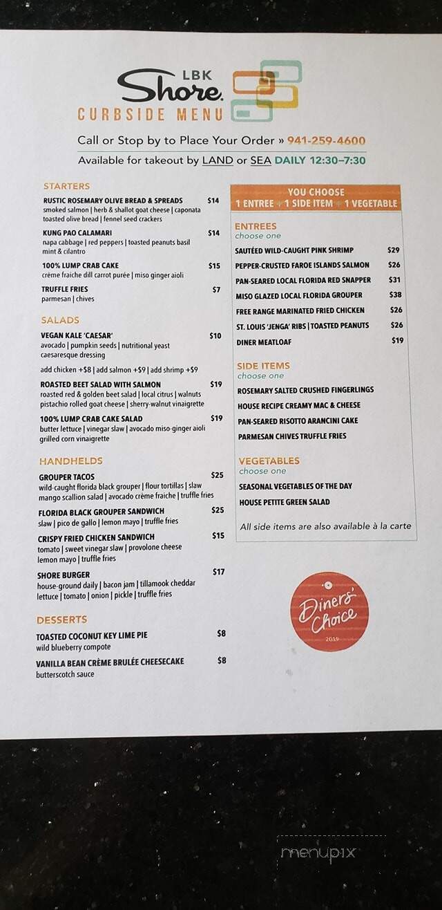 Shore Longboat Key - Longboat Key, FL menu_pic
