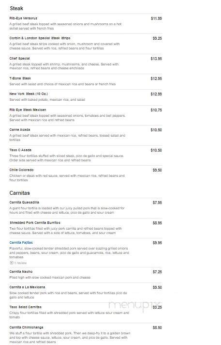 El Dorado - Manchester, KY menu_pic