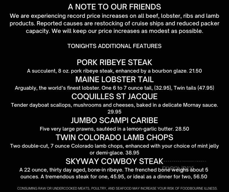 Skyway East - Mansfield, OH menu_pic
