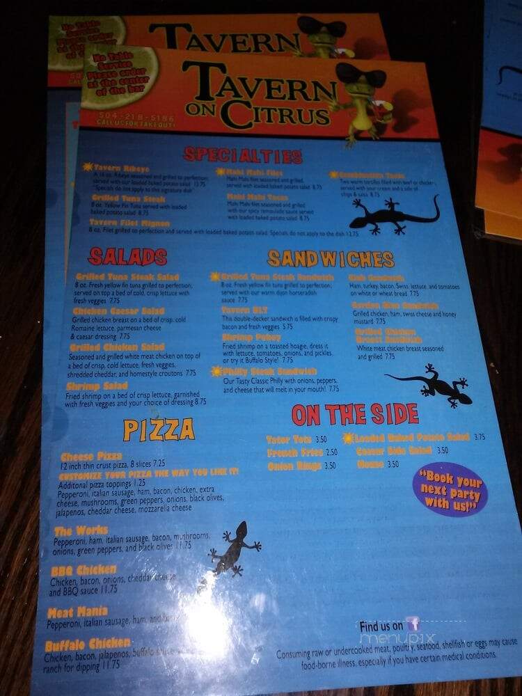 Tavern on Citrus - Harahan, LA menu_pic