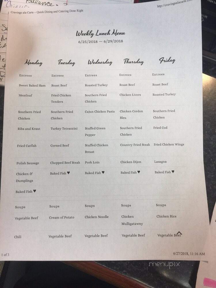 Cravings a la Carte - Louisville, KY menu_pic