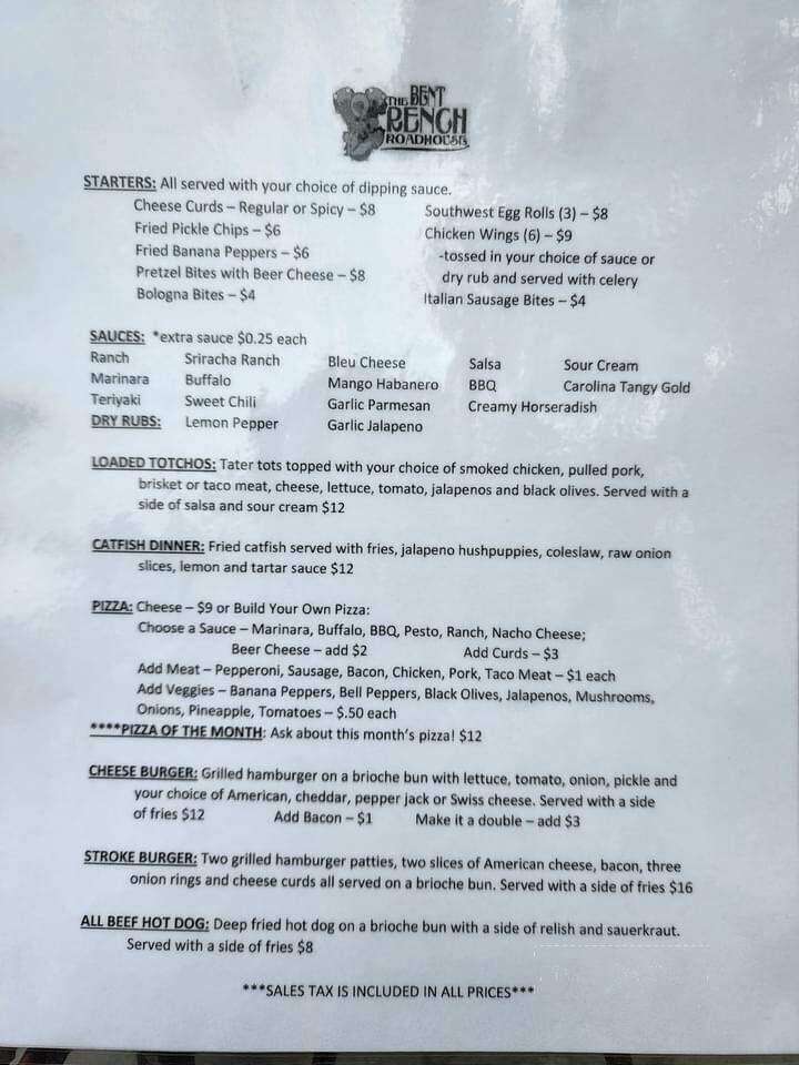 the Bent Wrench Roadhouse - Clarksville, TN menu_pic