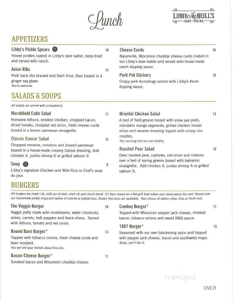 Libby McNeill's - Marshfield, WI menu_pic
