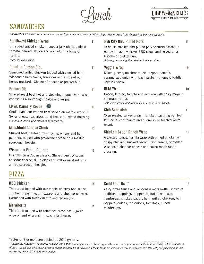 Libby McNeill's - Marshfield, WI menu_pic