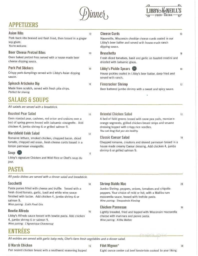 Libby McNeill's - Marshfield, WI menu_pic