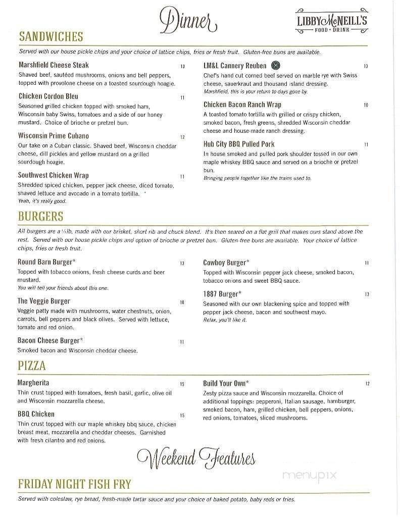 Libby McNeill's - Marshfield, WI menu_pic