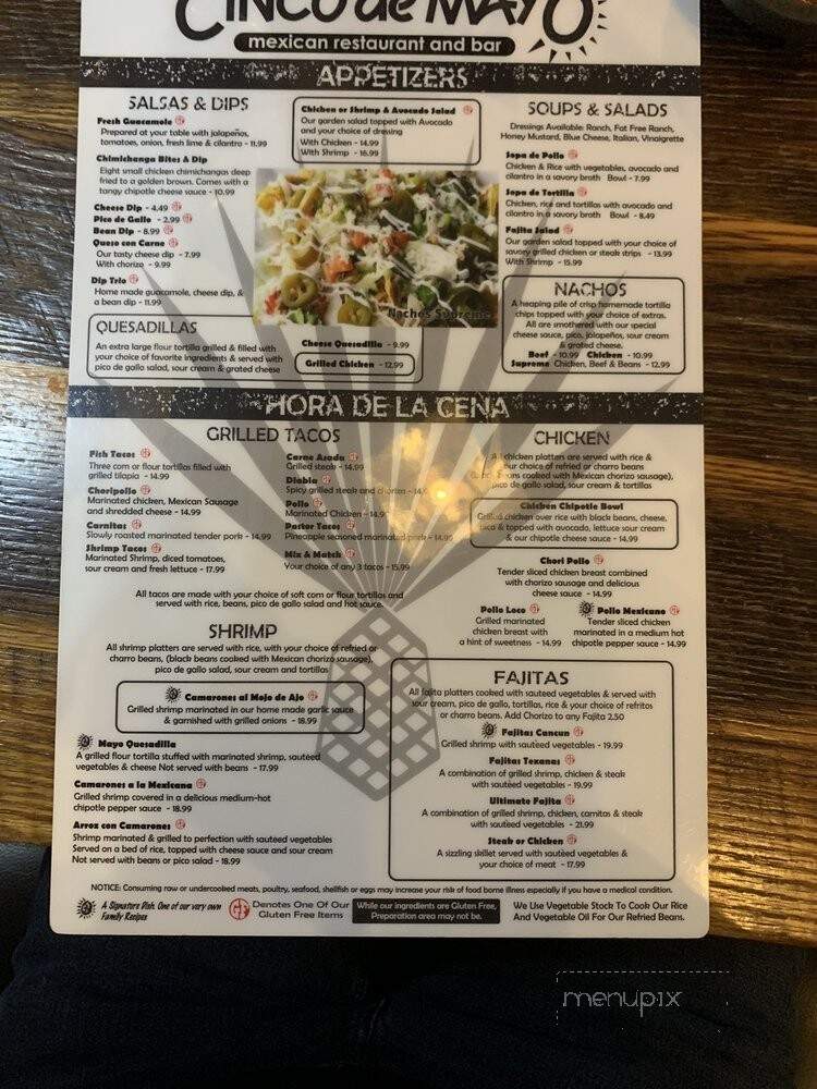 Cinco de Mayo Mexican Restaurant and Bar Westminster - Westminster, MD menu_pic