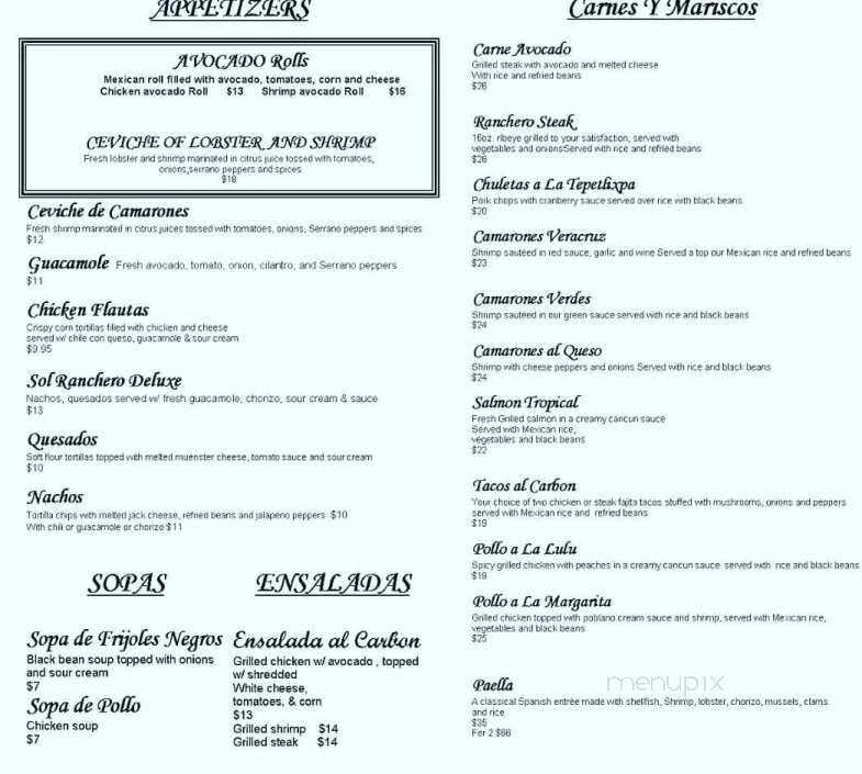 South of the Border - Levittown, NY menu_pic