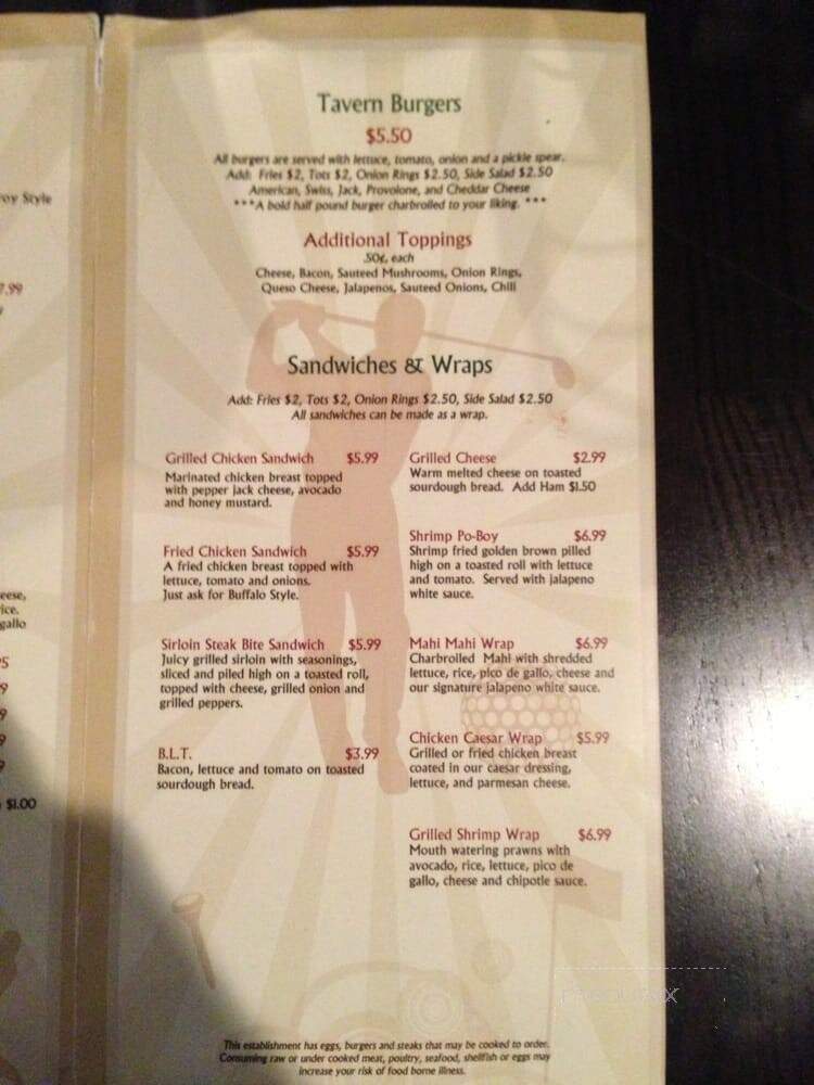Tavern On 74 - Peachtree City, GA menu_pic