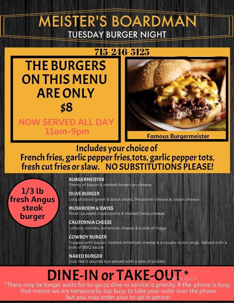 Meister's Place - New Richmond, WI menu_pic