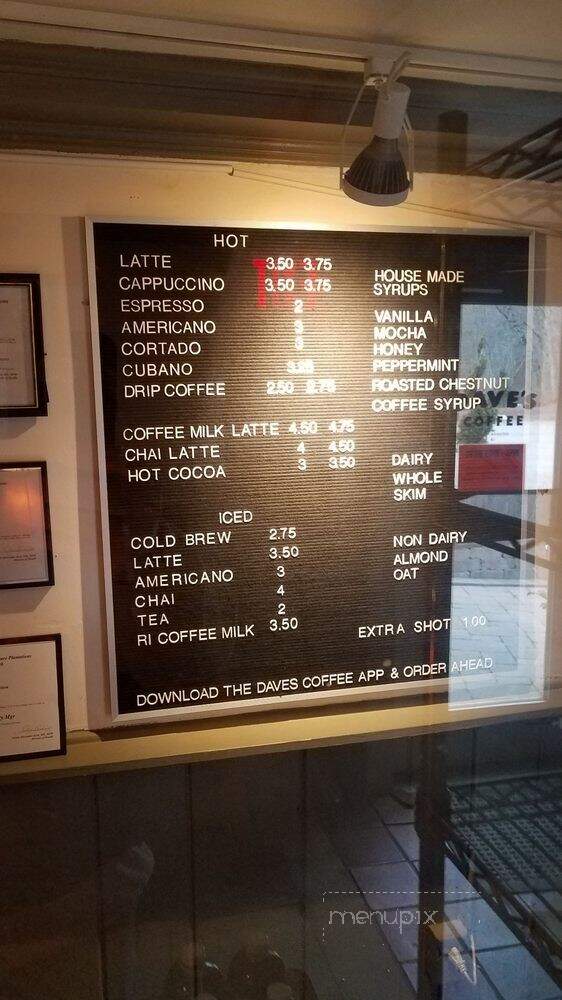 Dave's Coffee - Charlestown, RI menu_pic