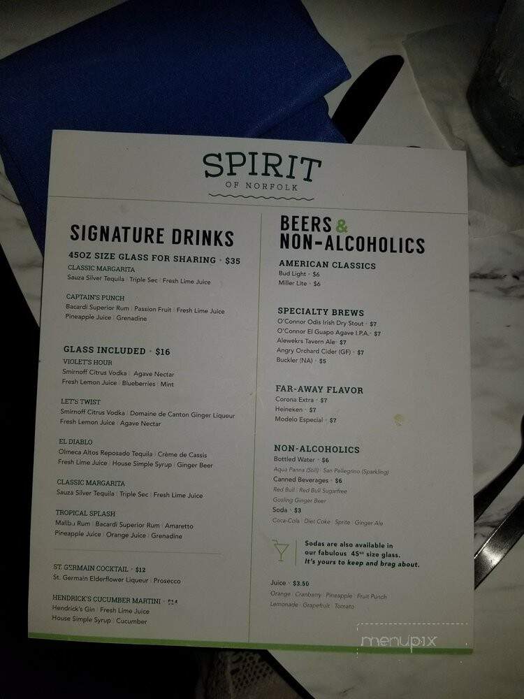 Spirit of Norfolk - Norfolk, VA menu_pic