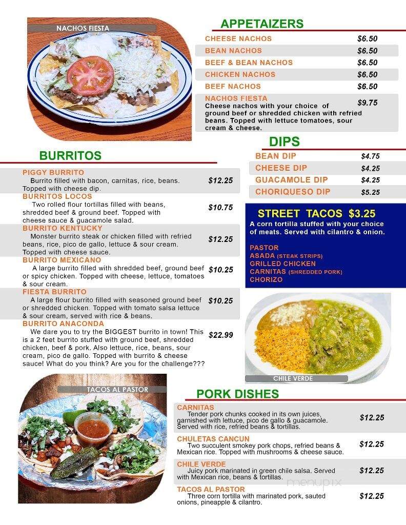 Cancun Mexican Restaurant - Henderson, KY menu_pic