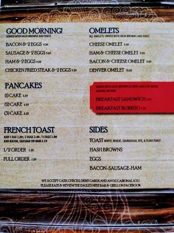 Eagle's Nest - Dietrich, ID menu_pic