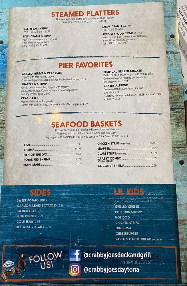 Crabby Joe's Deck & Grill - Daytona Beach, FL menu_pic