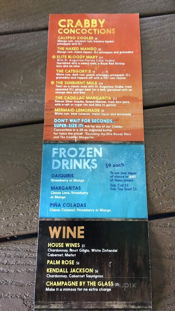 Crabby Joe's Deck & Grill - Daytona Beach, FL menu_pic