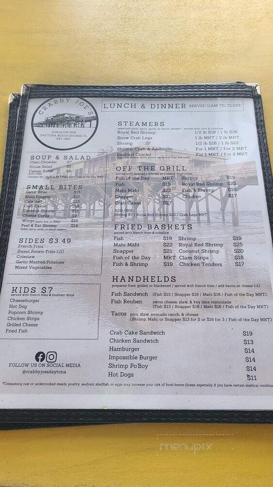 Crabby Joe's Deck & Grill - Daytona Beach, FL menu_pic