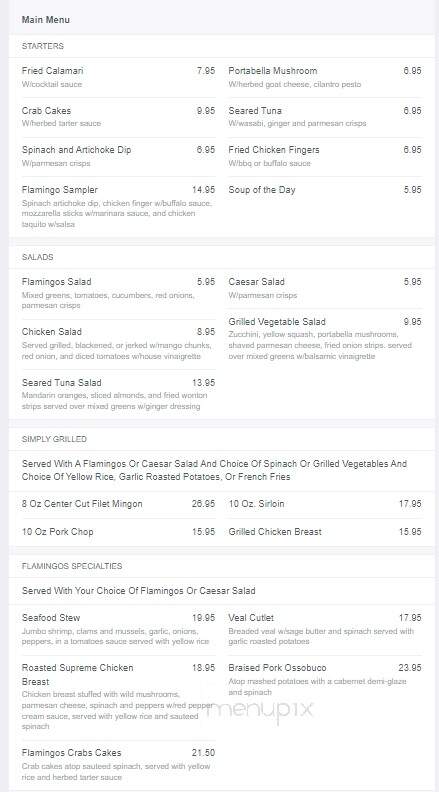 Flamingo Restaurants - Cape Canaveral, FL menu_pic