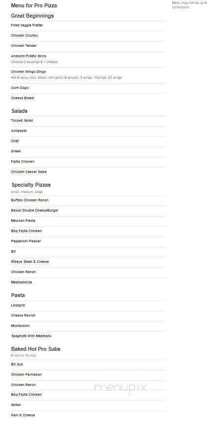 Pro Pizza - South Lyon, MI menu_pic