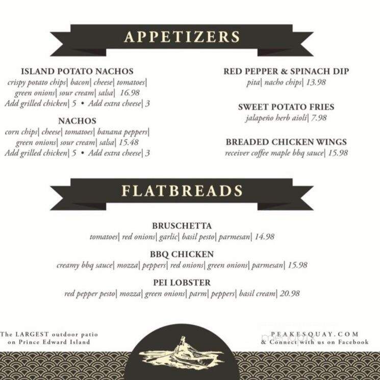 Peakes Quay Restaurant & Bar - Charlottetown, PE menu_pic