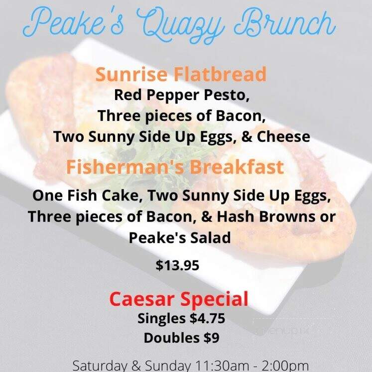 Peakes Quay Restaurant & Bar - Charlottetown, PE menu_pic