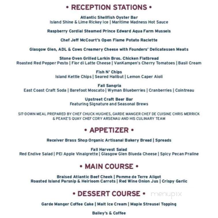 Peakes Quay Restaurant & Bar - Charlottetown, PE menu_pic