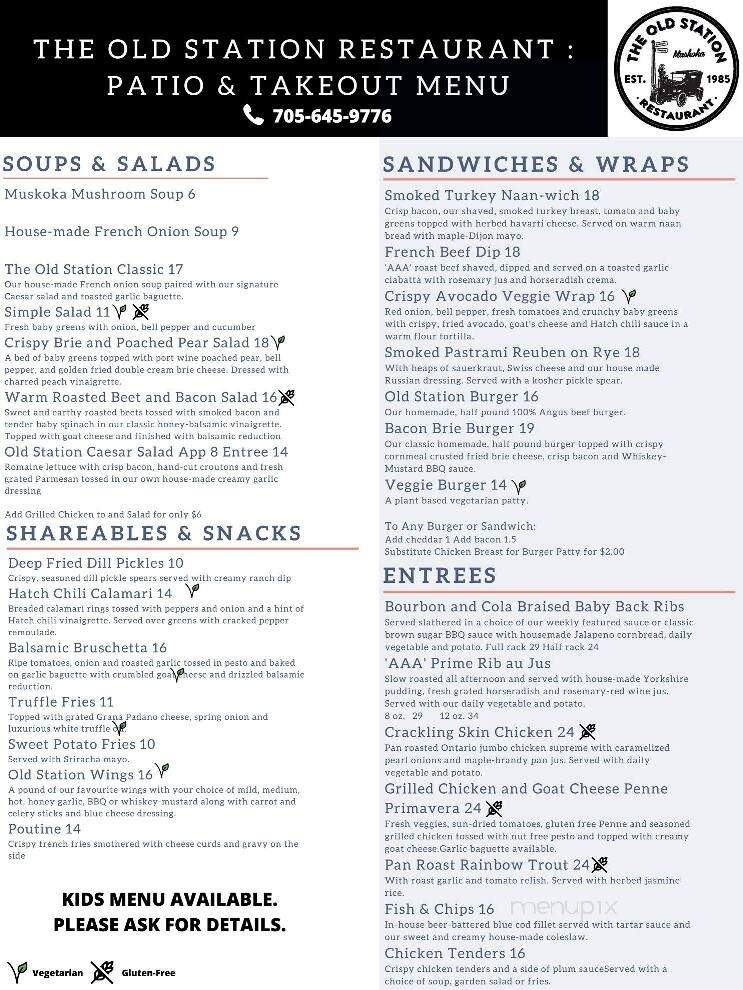 The Old Station Restaurant - Bracebridge, ON menu_pic