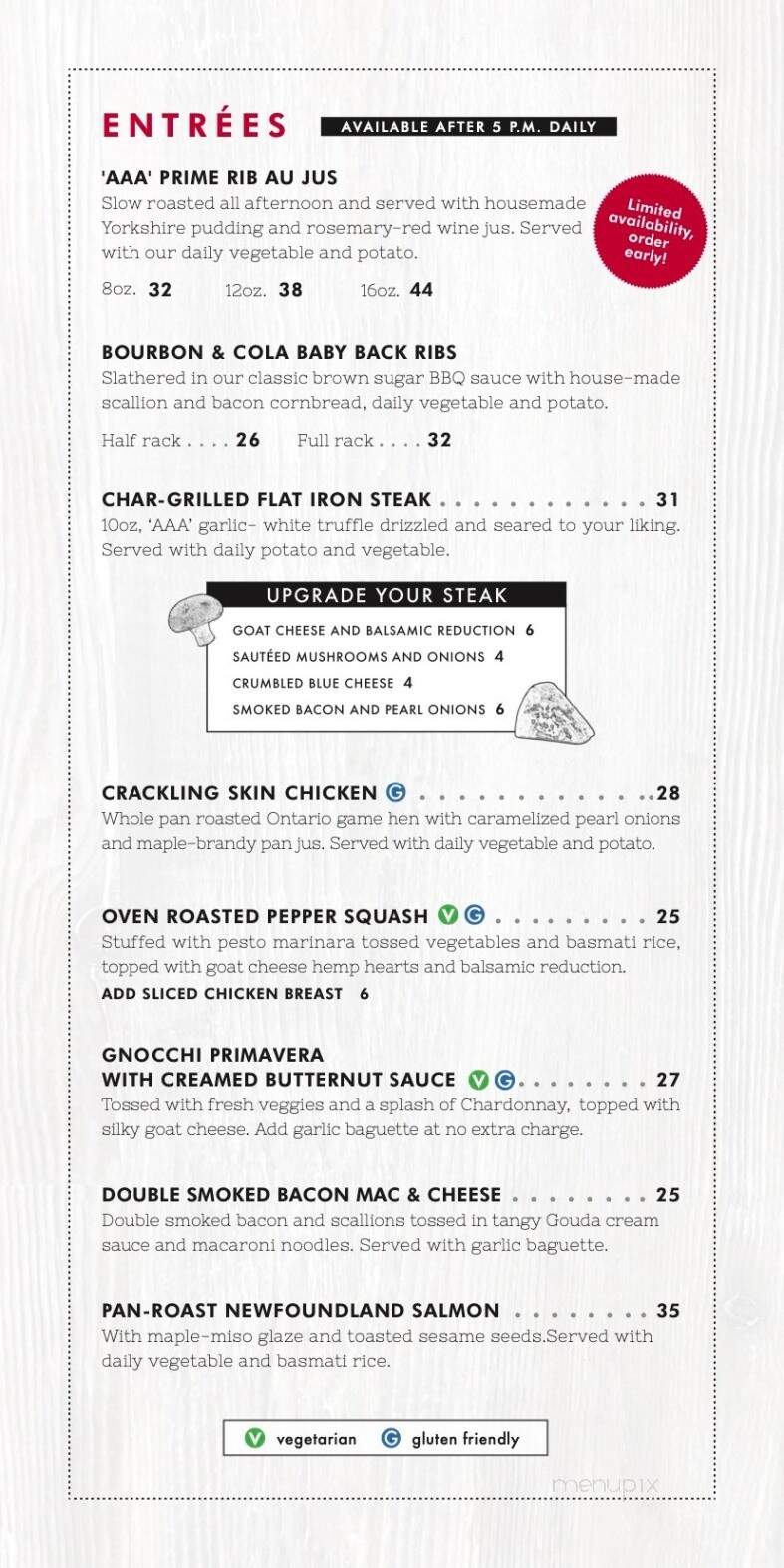 The Old Station Restaurant - Bracebridge, ON menu_pic