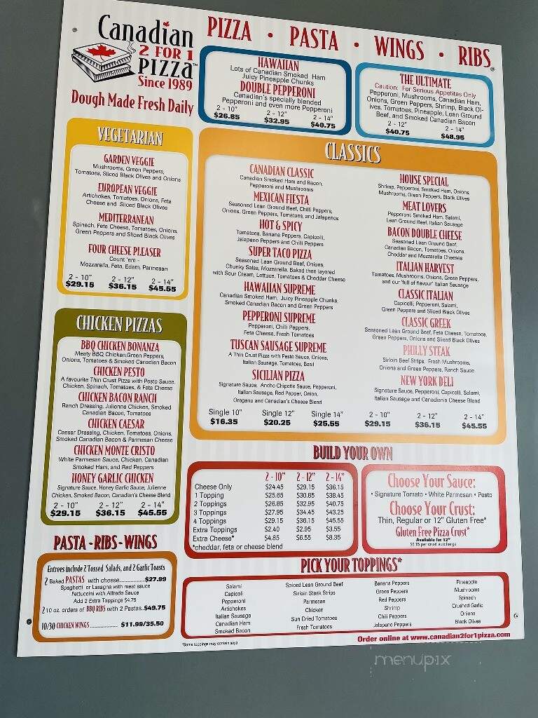 Canadian 2 for 1 Pizza - Nelson, BC menu_pic