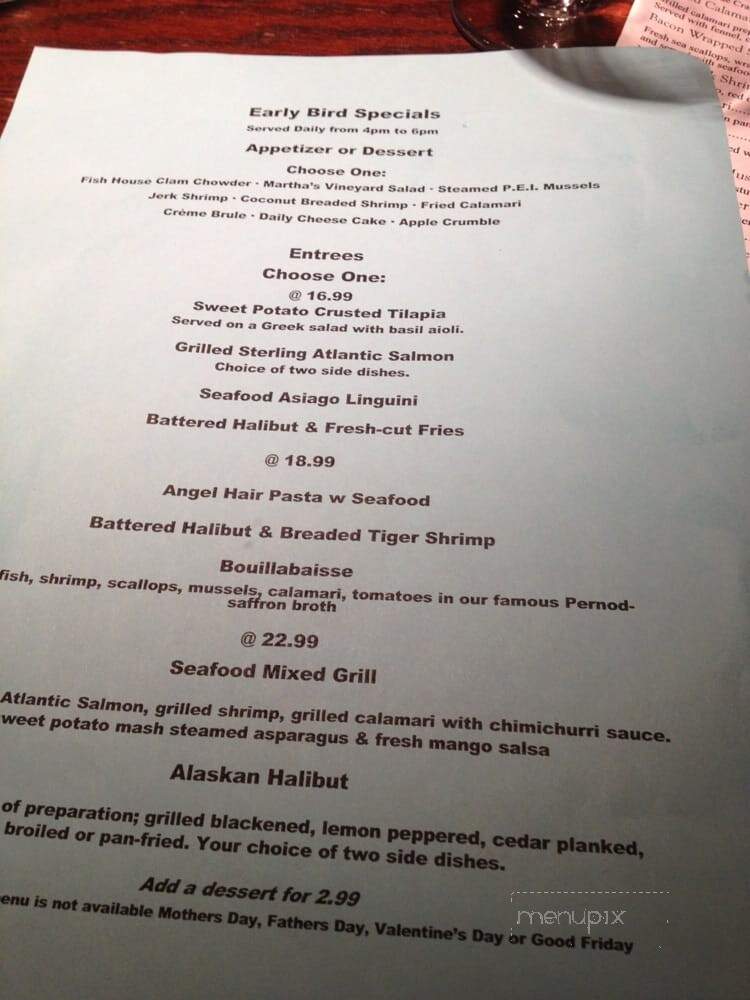 The Fish House - Markham, ON menu_pic