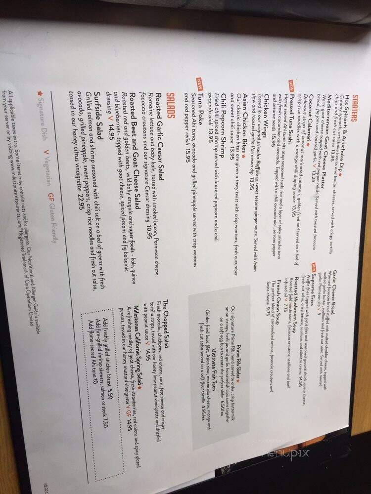 Milestones Grill + Bar - Calgary, AB menu_pic