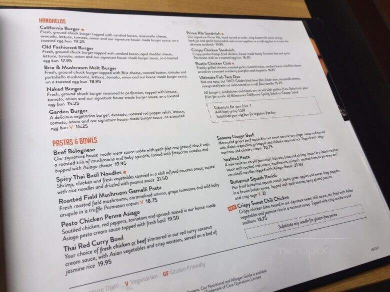 Milestones Grill + Bar - Calgary, AB menu_pic