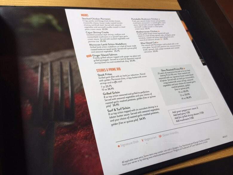 Milestones Grill + Bar - Calgary, AB menu_pic