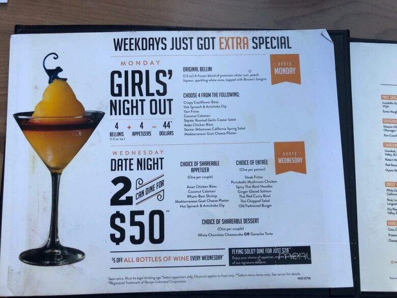 Milestones Grill + Bar - Calgary, AB menu_pic