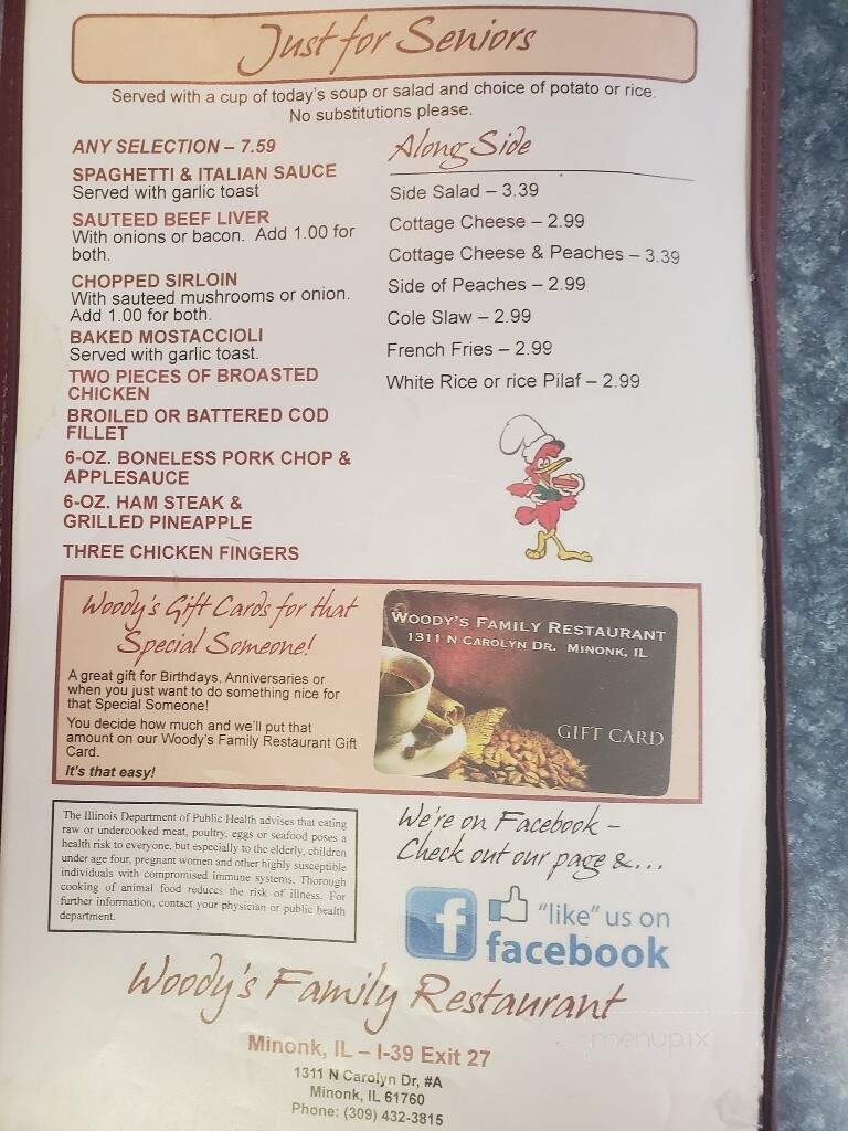 Woody's Family Restaurant - Minonk, IL menu_pic