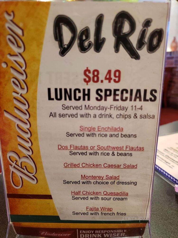 Cafe Del Rio - Pittsburg, KS menu_pic