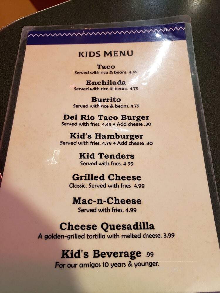 Cafe Del Rio - Pittsburg, KS menu_pic