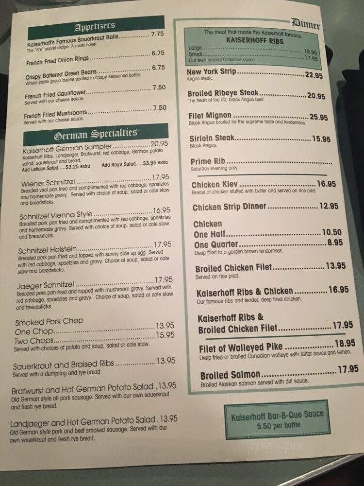 Kaiserhoff - New Ulm, MN menu_pic