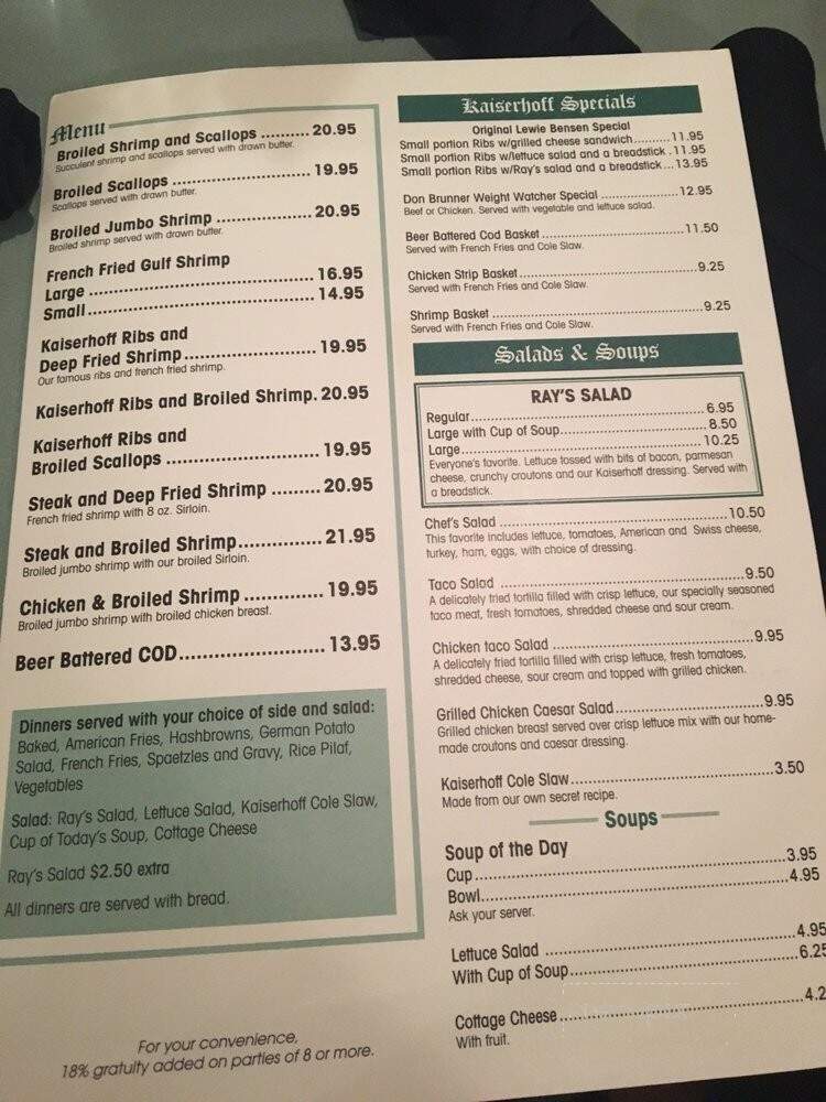 Kaiserhoff - New Ulm, MN menu_pic