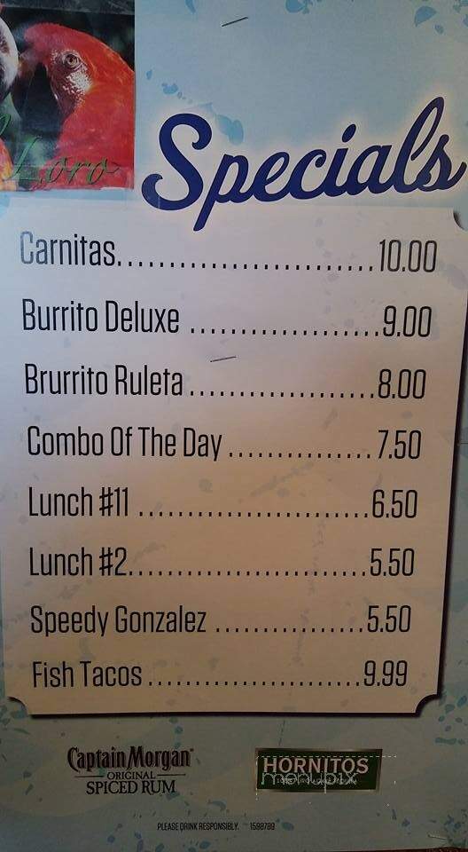 El Loro Mexican Restaurant - Coon Rapids, MN menu_pic