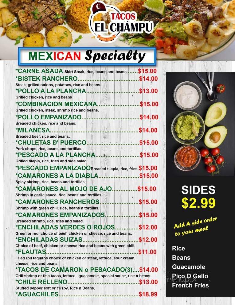 El Taco - Springfield, MO menu_pic