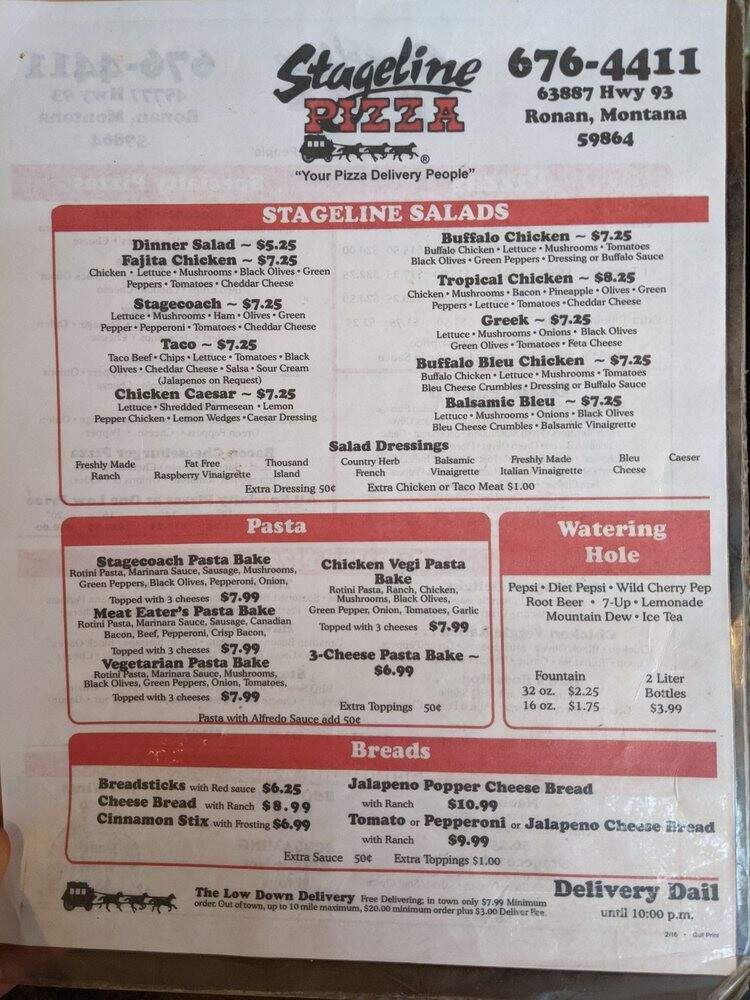 Stageline Pizza - Ronan, MT menu_pic