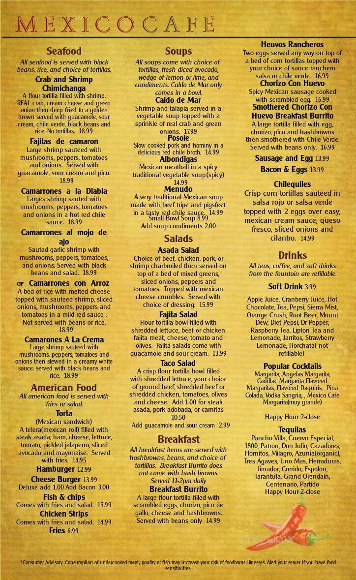 Mexico Cafe - Mount Vernon, WA menu_pic